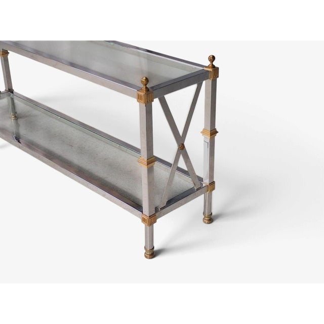 Maison Jansen Style, Neoclassical Console Table, Chrome, Brass, France, 1970s For Sale In New York - Image 6 of 15
