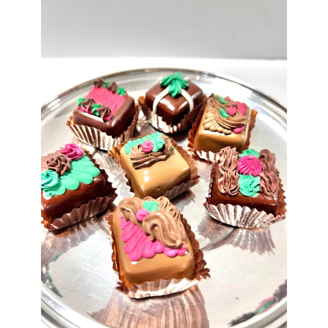 Silverplate Tray With Faux Christmas Holiday Chocolates - A Set of 8 For Sale - Image 4 of 10