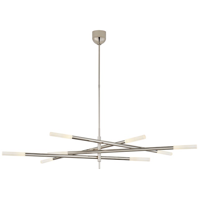 Rousseau Grande Eight Light Articulating Chandelier in Polished Nickel with Etched Crystal Designer: Kelly Wearstler...