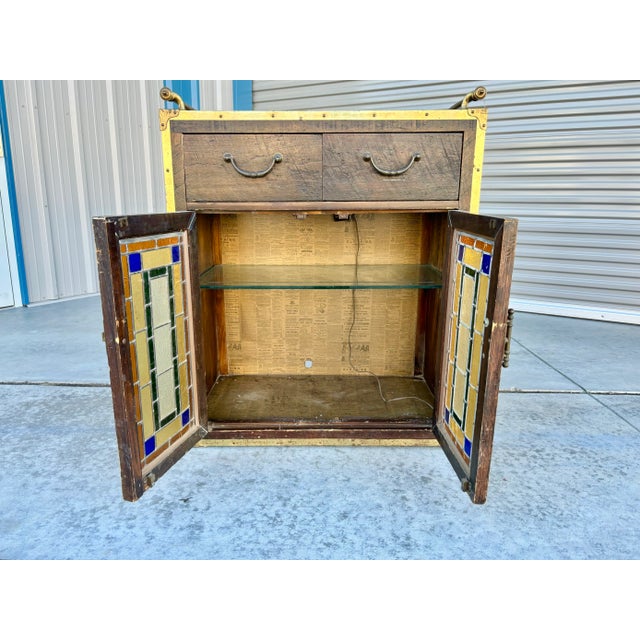 Early 21st Century Brass and Oak Bar Cabinet For Sale - Image 5 of 12