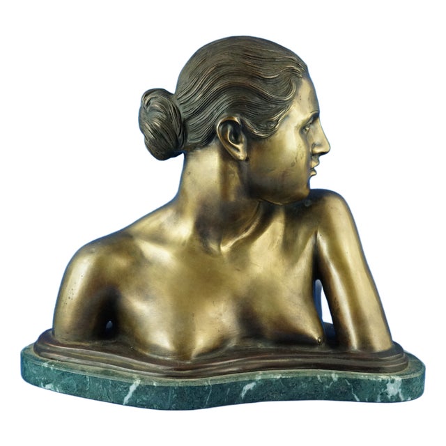 Vincenzo Gemito, Bust Sculpture of Nude Woman, 20th Century, Gilded Bronze For Sale