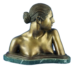 Vincenzo Gemito, Bust Sculpture of Nude Woman, 20th Century, Gilded Bronze
