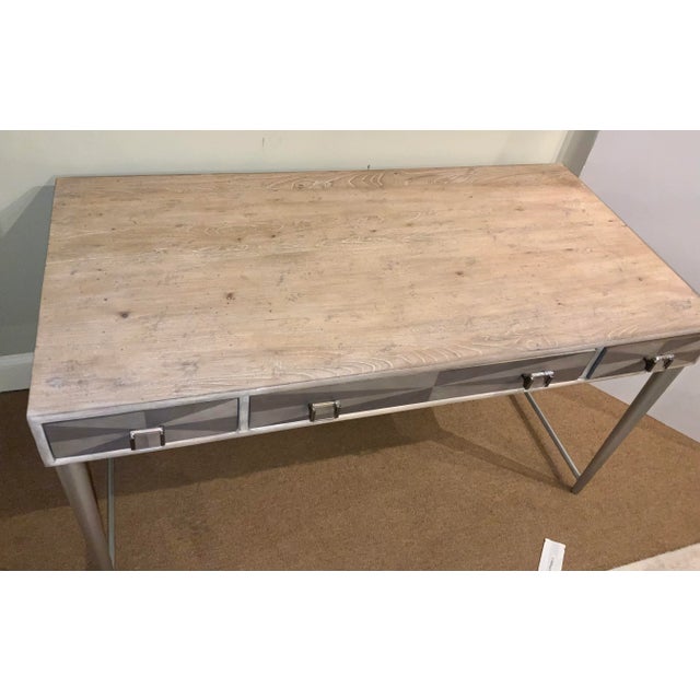 Organic Modern Greige and Gray Wood Writing Desk For Sale - Image 4 of 9