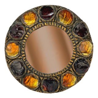 Brutalist Murano Glass Mirror from Creaciones Gobesso, Italy, 1983 For Sale