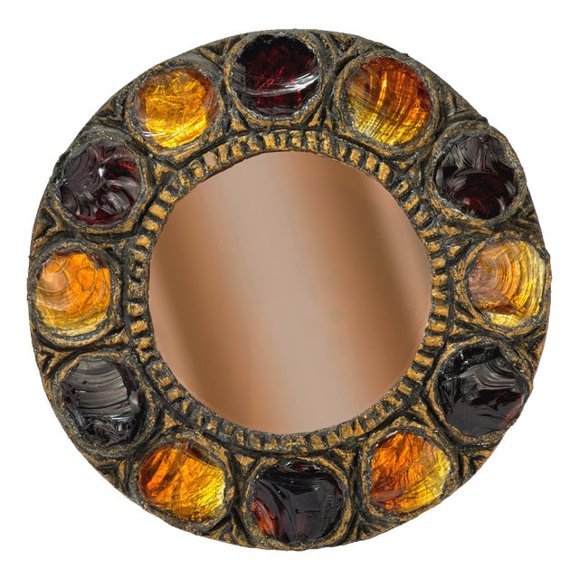 Brutalist Murano Glass Mirror from Creaciones Gobesso, Italy, 1983 For Sale