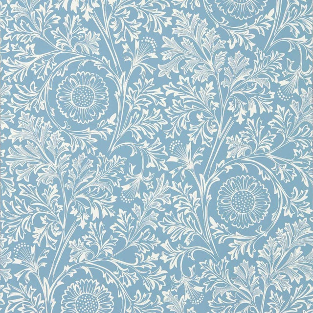 Morris & Co. Chamomile Wallpaper in China Blue For Sale