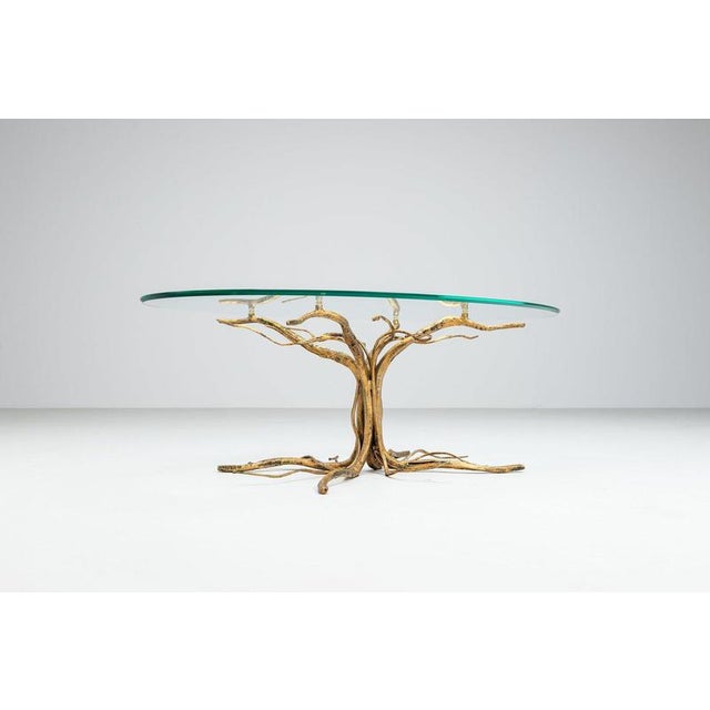 Salvino Marsura brutalist coffee table, Italy, 1970. A remarkable sculptural design featuring a handcrafted gilt wrought...