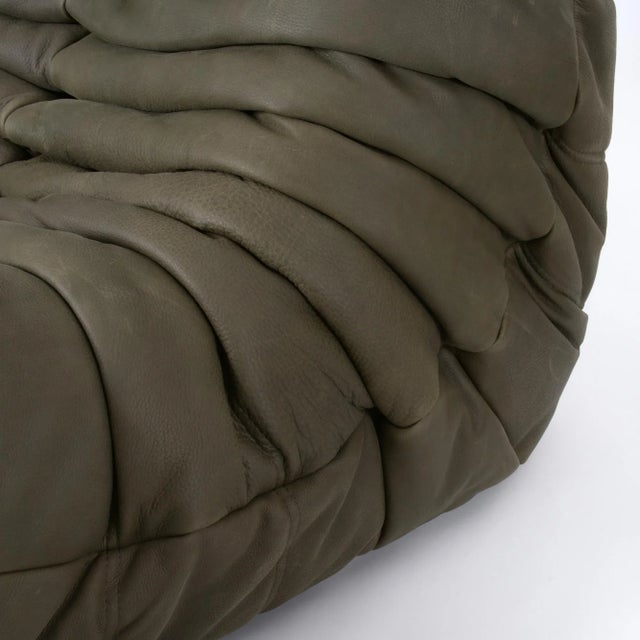 Rare Ligne Roset Togo 3-Piece Lounge in Stone Olive Leather For Sale - Image 13 of 16