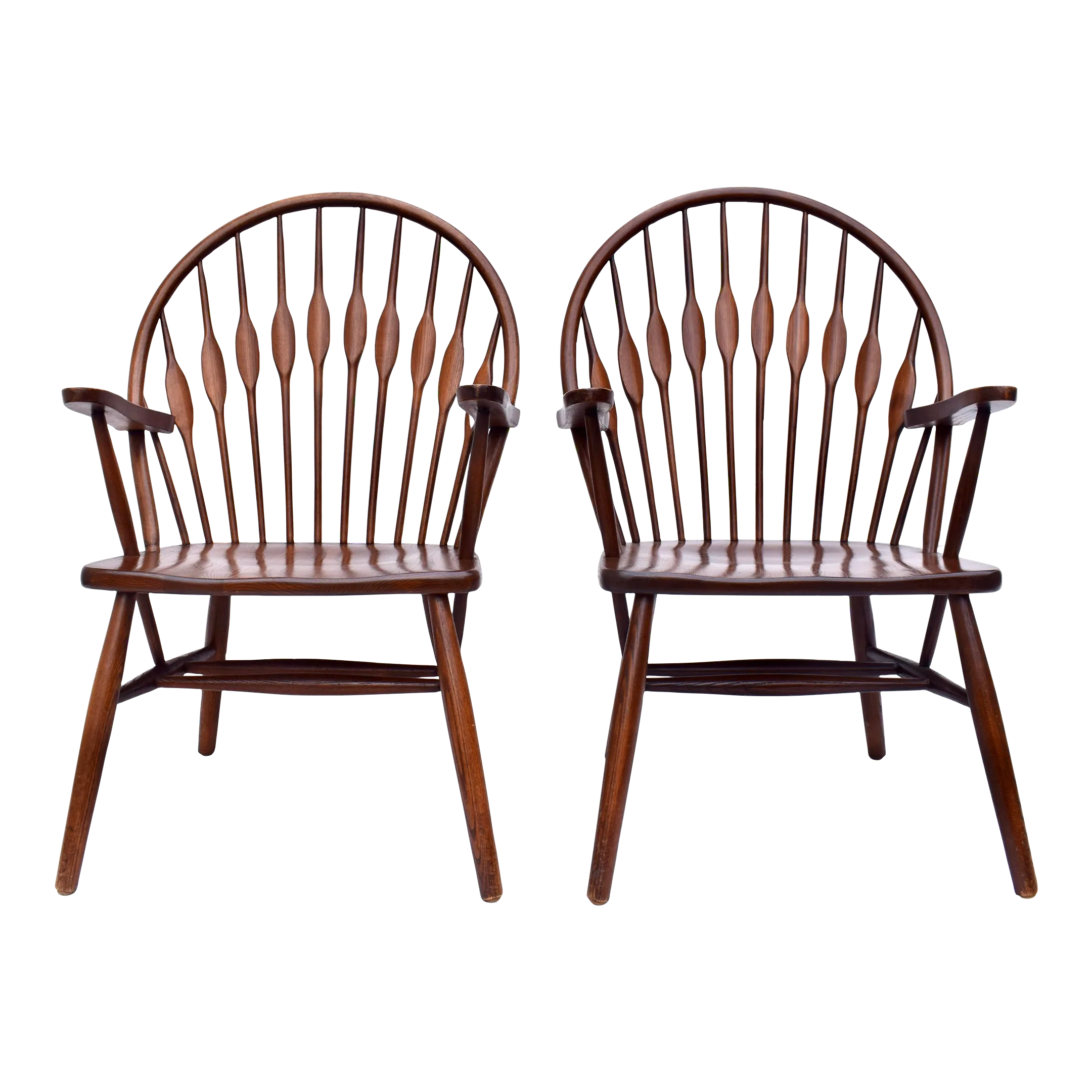 Modern Peacock Style Hand Crafted Dining Arm Chairs, Pair | Chairish