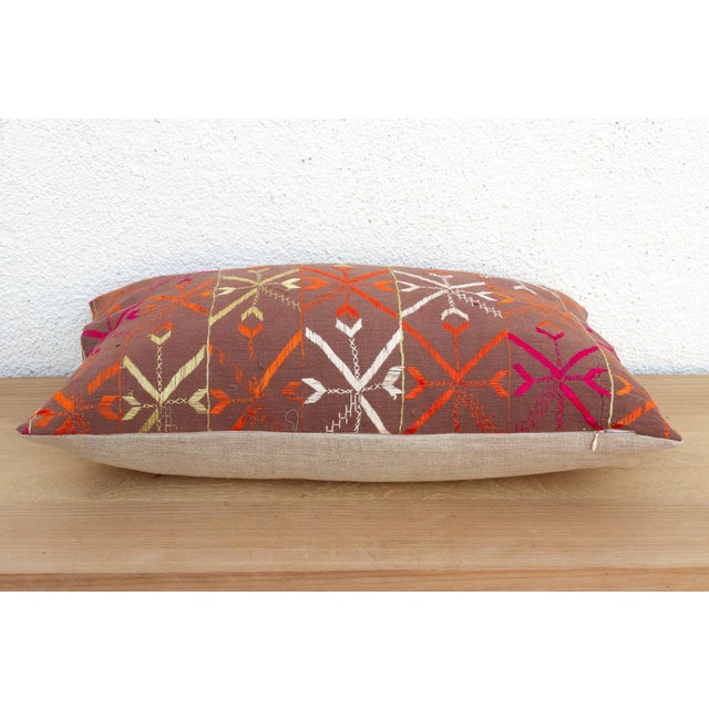 Jalandhar Jewel, Antique Phulkari Lumbar Pillow Cover For Sale - Image 4 of 6