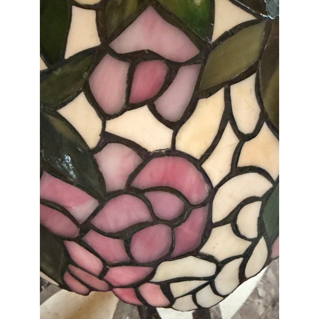 Late 20th Century Tiffany Style Figural Lady Stained Floral Table Lamp For Sale - Image 9 of 13