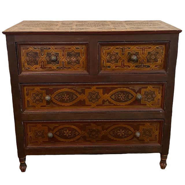1970s Vintage Moroccan Hand Painted Chest Of Drawers Chairish