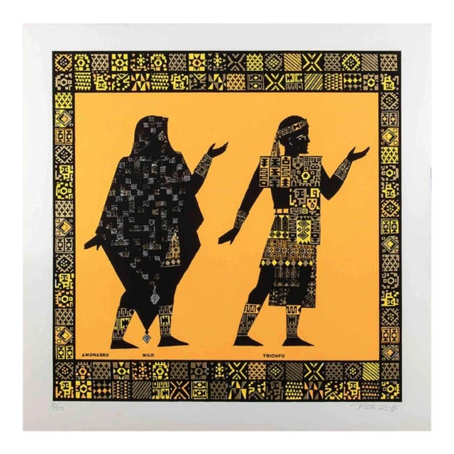 Pietro Zuffi, Amonasro Nile and Triumph, Original Lithograph, Late 20th Century For Sale