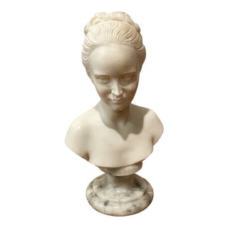 Mid 20th Century Arnoldo Giannelli Bust of a Woman Alabaster With Marble Pedestal For Sale