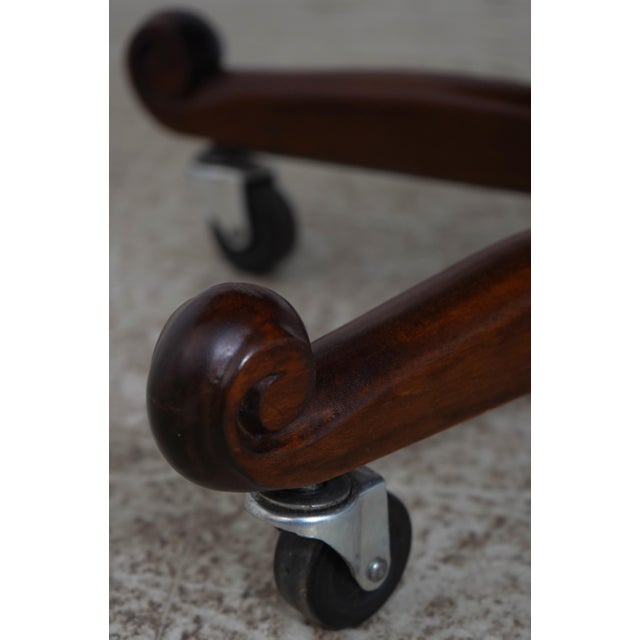 Carved Mahogany Frame Green Leather Office Desk Chair For Sale - Image 17 of 18
