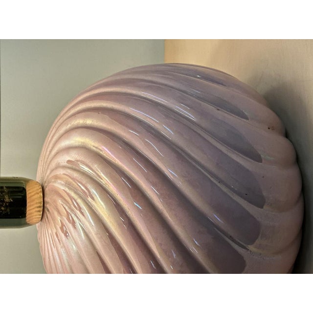 Vintage Italian Iridiscent Pink Ceramic Table Lamp, 1970s For Sale - Image 5 of 9