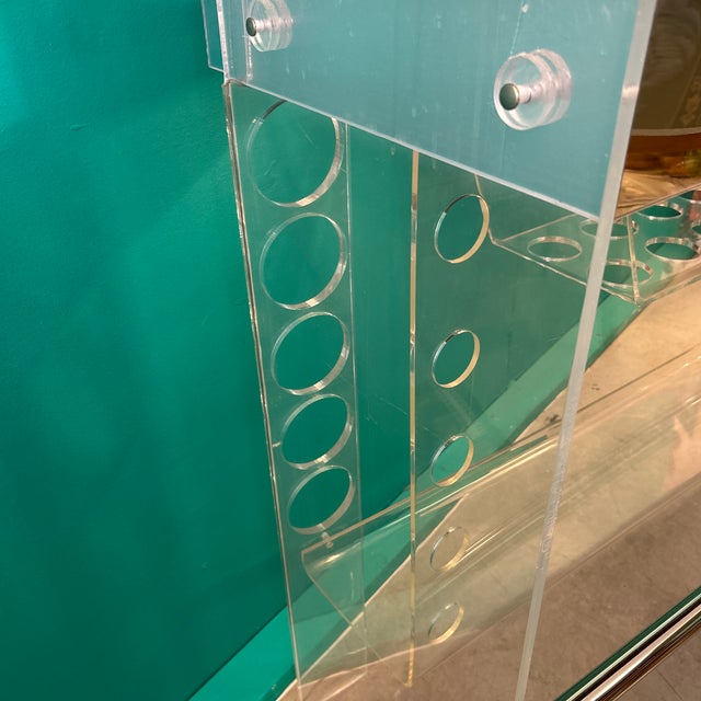 Luigi Bardini 1970s Lucite and Chrome Dry Bar With Chrome Foot Rest For Sale - Image 4 of 10