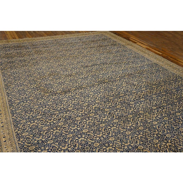 Rustic Beautiful Decorative Large Size Allover-Floral Design Navy Color Antique Persian Tabriz Rug For Sale - Image 3 of 11