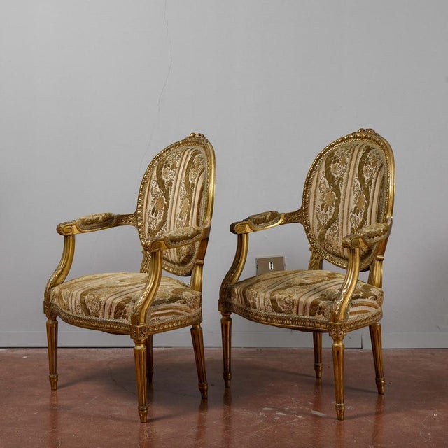 Set of Napoleon III Style Gilded Armchairs For Sale - Image 10 of 18