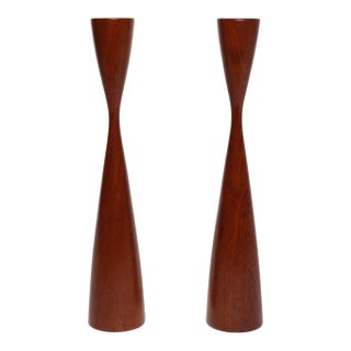 Pair of Danish Modern Sculptural Organic Form Candlesticks by Digsmed For Sale