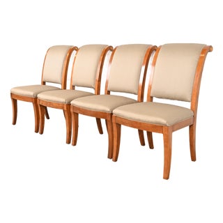 Henredon French Empire Carved Walnut and Giltwood Dining Chairs, Set of Four For Sale