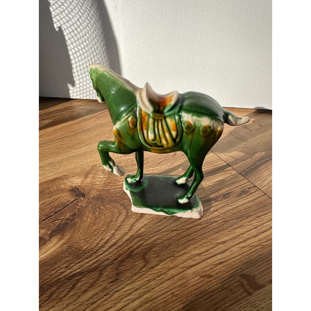 1970s 1970s Small Green Ceramic Horse Figurine For Sale - Image 5 of 7