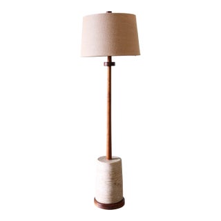 1950s Jane and Gordon Martz for Marshall Studios Walnut Floor Lamp With Ceramic Base For Sale