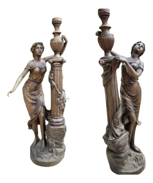 Spectacular Bronze Torch Holders, Set of 2