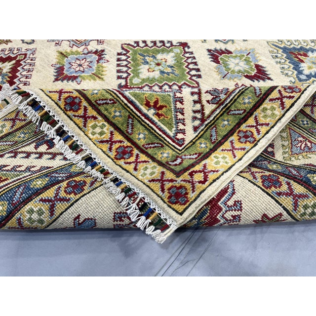 Ivory Kazak Wool Rug With Colorful Medallions, 5'6" X 7'6" For Sale - Image 13 of 14