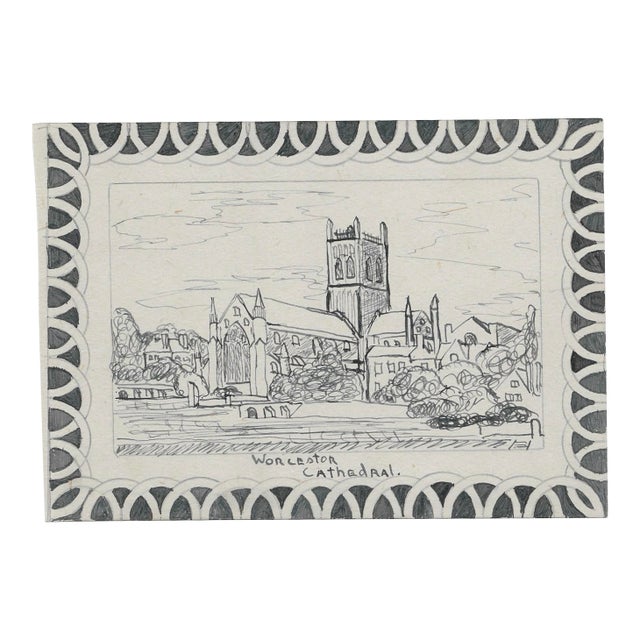 1943 William Wood Worcester Cathedral Drawing For Sale