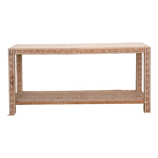 Extraordinary Leaf & Flower Inlay Console Table For Sale