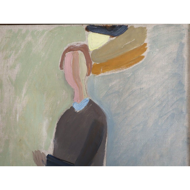 1948 Mid-Century Modern 'Waiting by the Window' Vintage Original Semi-Abstract Portrait Oil Painting by Swedish Artist Rune Janson (1918-2004), Framed For Sale - Image 9 of 11