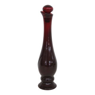 Avon Empty Glass Bottle With Stopper From 1970s Ruby Bud Vase Cologne Line 5014b For Sale