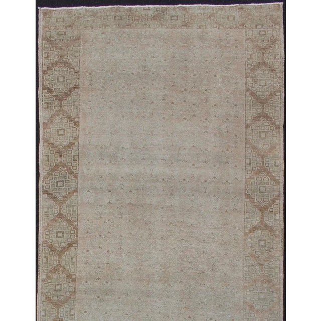 Floral all-over vintage Turkish Oushak runner with faded color palette, Keivan Woven Arts / rug country of origin / type:...