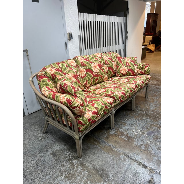 Wicker Paradise "Palm Floral Garden" Bel Air Rattan Sofa Chairish