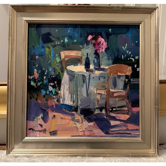 2022 Oil “Table for Two” Jose Trujillo Post-Impressionist, Framed in Plein Air For Sale In Houston - Image 6 of 7