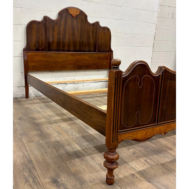 Vintage Full Size Davis Cabinet Co Art Deco Art Nouveau Style Low Poster Bed For Sale In Kansas City - Image 6 of 10