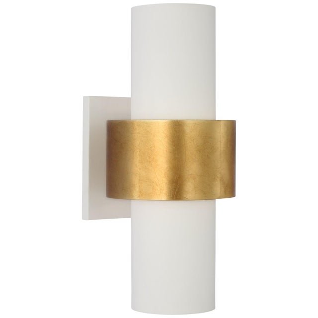Chalmette Medium Layered Sconce in Plaster White and Gild Designer: Julie Neill Finish: Plaster White and Gild Height: 14"...