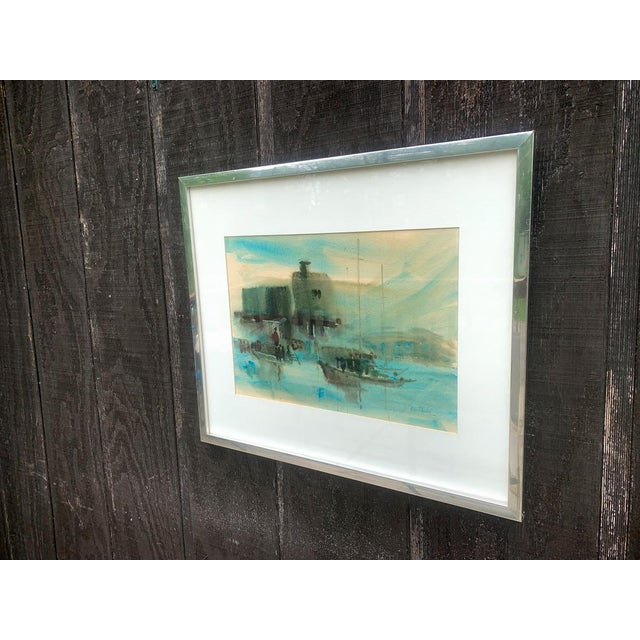 Stanley Dudek (1917-2006) signed watercolor. Lovely watercolor on paper of a marina view. The watercolor is in good...