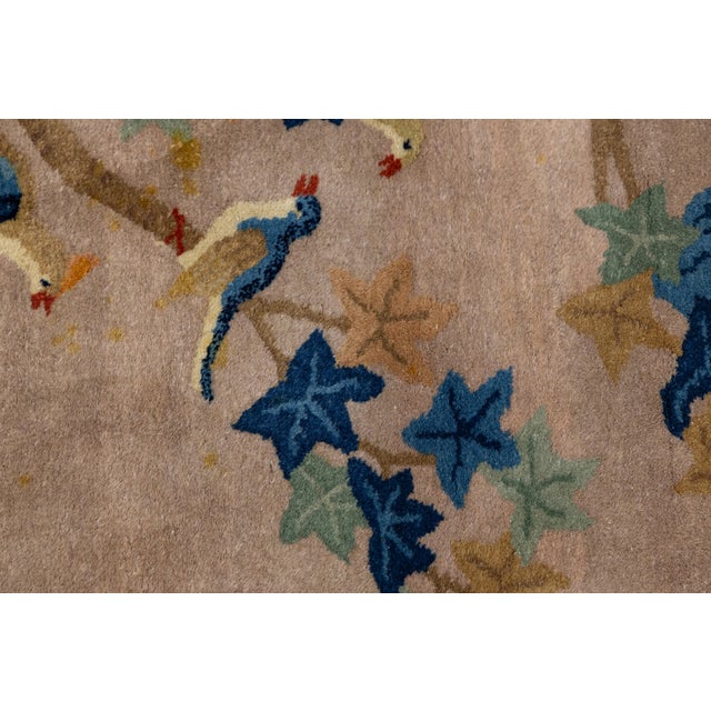 Antique Chinese Art Deco Rug 1920s - 100 Birds & Phoenix Pictorial Wool 10x14 For Sale - Image 9 of 10