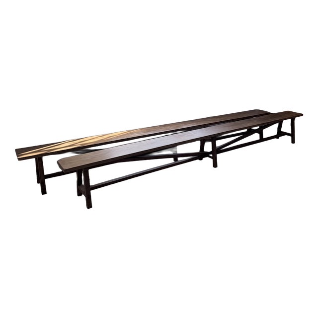 Oak Farm Benches, 1950s, Set of 2 For Sale