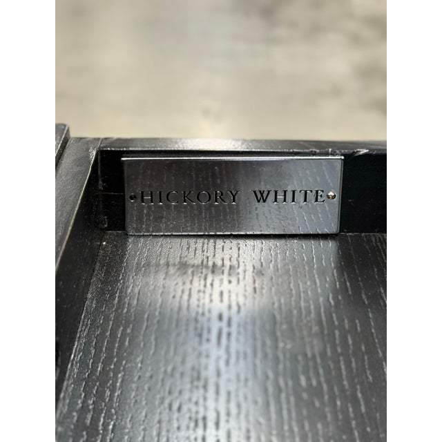 Black Hickory White Modern Black Lacquer Console Desk With Brass Trim and Drawer For Sale - Image 8 of 12