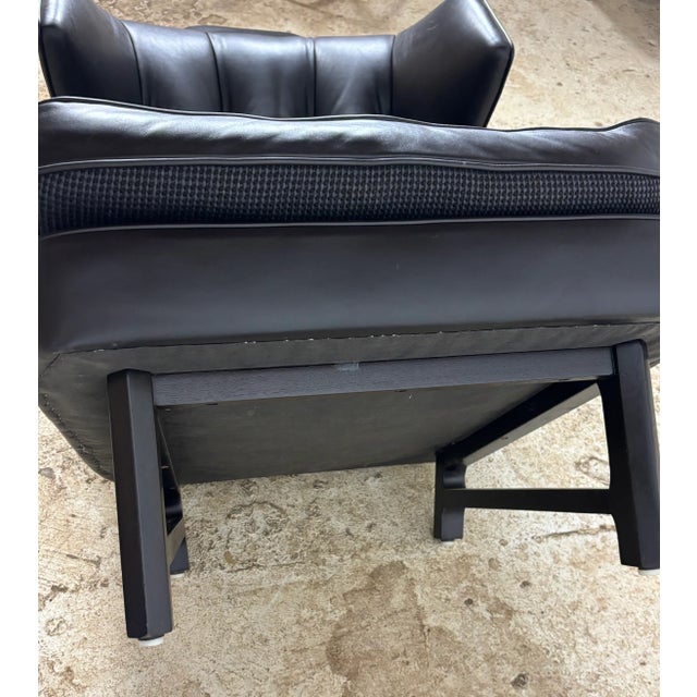 1950s Black Wing Back Chair & Ottoman Attributed to Edward Wormley for Dunbar Janus For Sale - Image 10 of 12