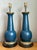 Hollywood Regency Vintage Blue Gilt Accented Table Wood Half Lamps - Pair For Sale - Image 3 of 11