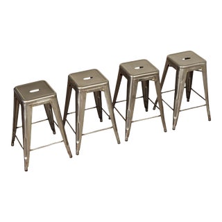 Early 21st Century Tolix Industrial Style Galvanized Steel Counter Stools - Set of 2 (Not Set of 4) For Sale