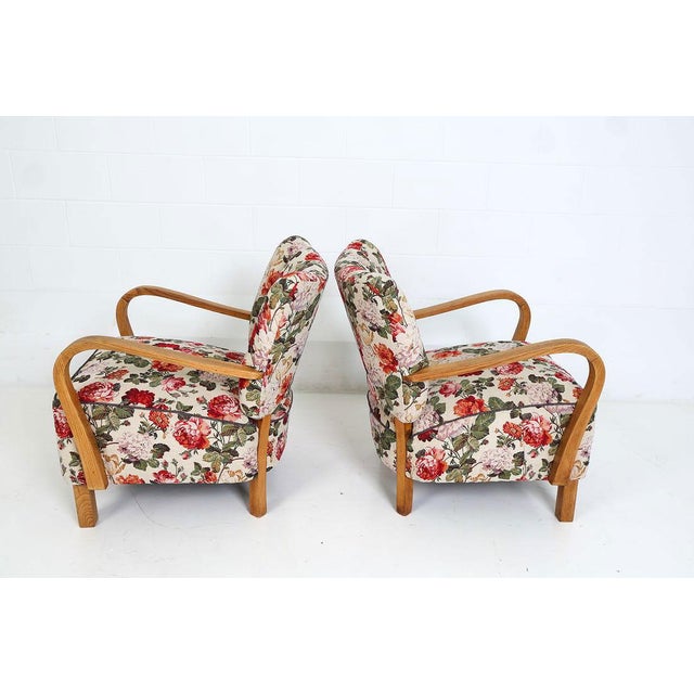 Mid-Century Modern Pair of Halabala Style Lounge Chairs, 1950s For Sale - Image 3 of 13