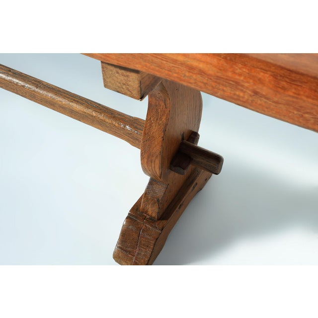Antique French Long Elm Monastery Bench, 1850 For Sale - Image 12 of 15