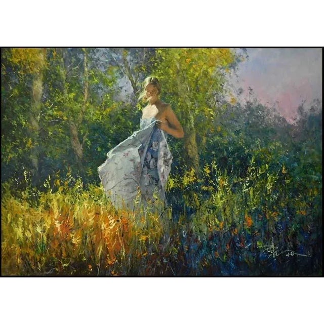 Figurative "Beauty" Contemporary Impressionist Figurative Oil Painting by Robert Hagan, Framed For Sale - Image 3 of 6