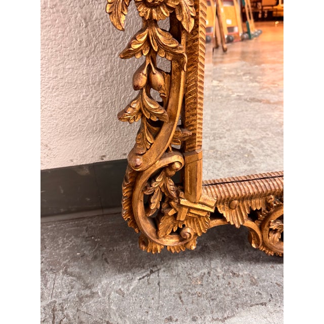 Wood English Chippendale Carved Giltwood Mirror, Mid 20th Century For Sale - Image 7 of 12