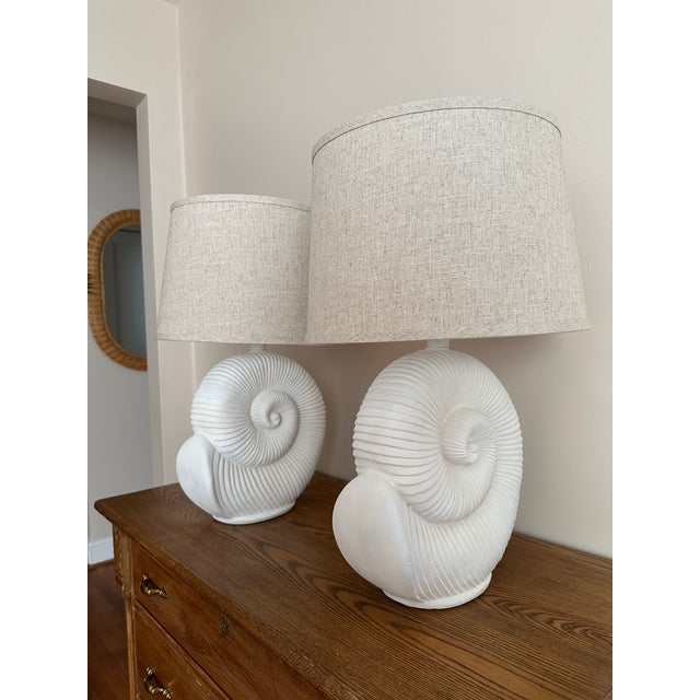 Jean-Charles Moreux Vintage Spiral Shell Table Lamps, Pair For Sale - Image 4 of 18